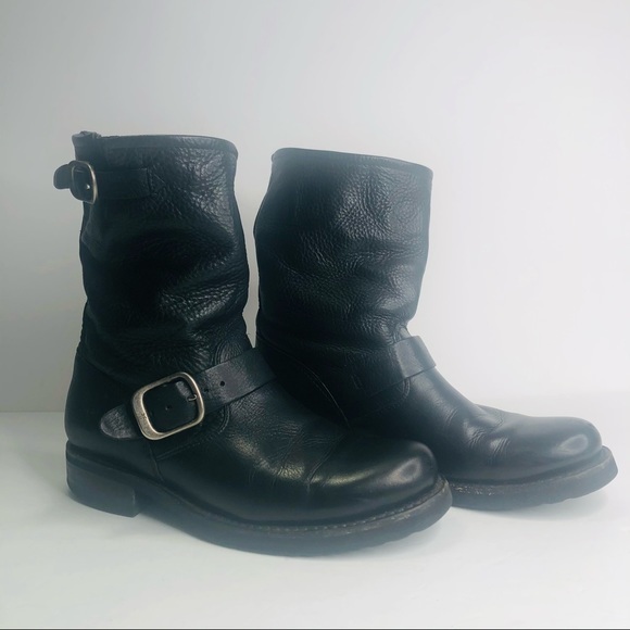 Frye Veronica Short Leather Boot Women's Size 6B Med Biker Black 3476509 - Picture 4 of 12